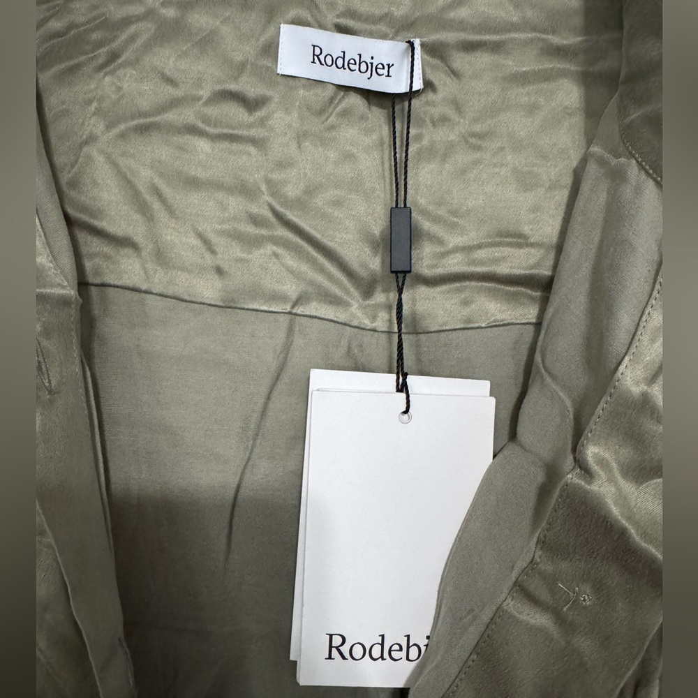 Rodebjer Olive Satin Button Down Shirt - Picture 5 of 7